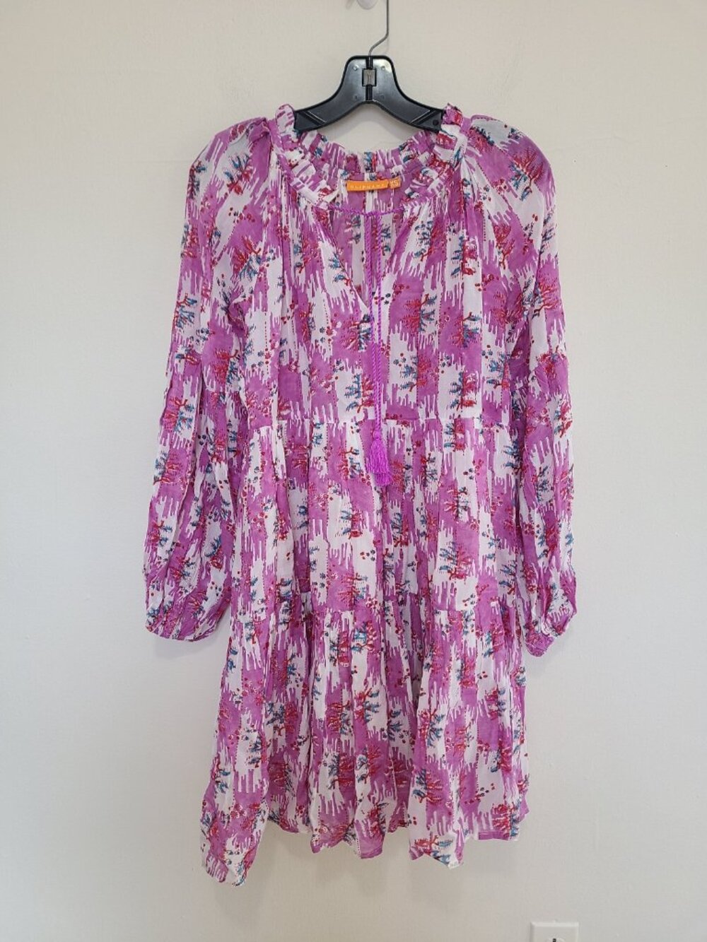 Oliphant Baloon Sleeve Dress Purple White Floral Size XS
